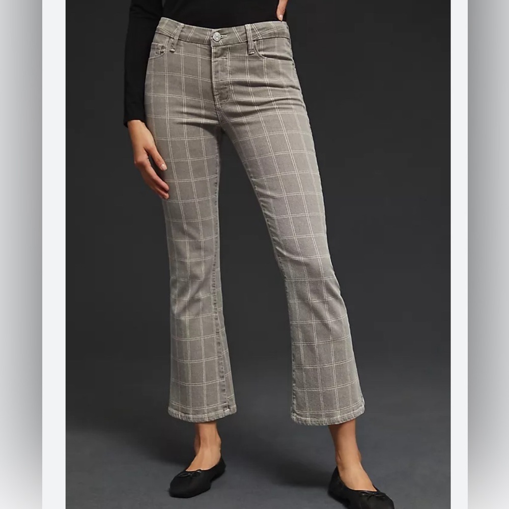 Frame Le Cropped Mini Boot Plaid Jeans